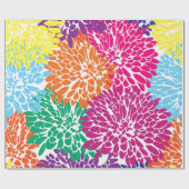Cadeau chrysanthèmes multicolores sur papier d'emballage (Plat)