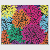 Cadeau chrysanthèmes multicolores sur papier d'emballage  (Plat)