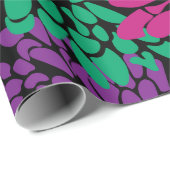 Cadeau chrysanthèmes multicolores sur papier d'emballage  (Coin rond)