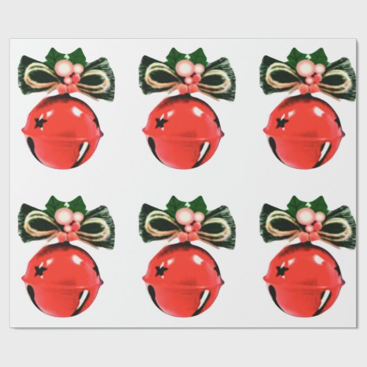 Cadeau Cloches, Holly Et Bows Enveloppant Du Papier (Plat)