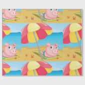 Cadeau Cochon Au Papier D'Enveloppement De Plage (Plat)