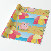 Cadeau Cochon Au Papier D'Enveloppement De Plage (Déroulé)