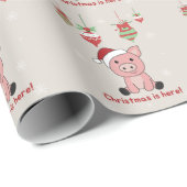 Cadeau Cochon Joyeux animaux de Noël Cochons Papier d'env (Coin rond)