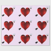 Cadeau Coeurs avec Flèches Chrome Papier à enveloppement  (Plat)