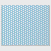 Cadeau Coeurs, blanc sur papier d'enveloppement bleu clai (Plat)