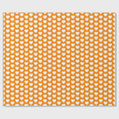 Cadeau Coeurs, blanc sur papier d'enveloppement orange (Plat)