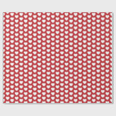 Cadeau Coeurs, blanc sur papier d'enveloppement rouge fon (Plat)