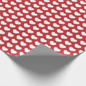 Cadeau Coeurs, blanc sur papier d'enveloppement rouge fon (Coin)