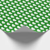 Cadeau Coeurs, blanc sur papier d'enveloppement vert (Coin)