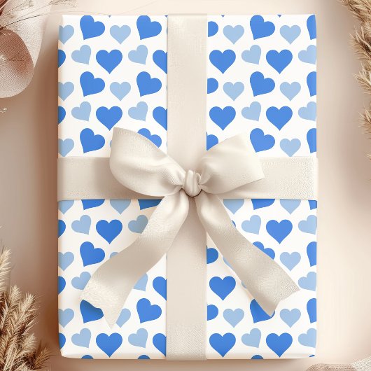 Cadeau Coeurs bleus charmants sur papier blanc
