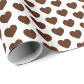 Cadeau Coeurs, Brown sur papier d'enveloppement blanc (Coin rond)