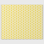 Cadeau Coeurs, Jaune d'or sur papier d'enveloppement blan (Plat)