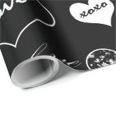 Cadeau Coeurs noir et blanc Aimer Xoxo Wrapping Papier (Coin rond)