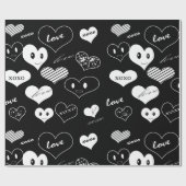 Cadeau Coeurs noir et blanc Aimer Xoxo Wrapping Papier (Plat)