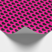 Cadeau Coeurs, noir sur papier d'enveloppement rose chaud (Coin)