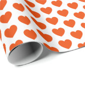 Cadeau Coeurs, Orange brillant sur papier d'emballage bla (Coin rond)