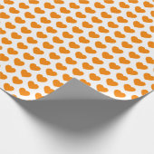 Cadeau Coeurs, orange sur papier d'enveloppement blanc (Coin)