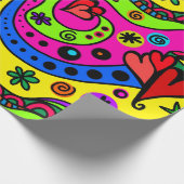 Cadeau coeurs pop art enveloppement papier (Coin)