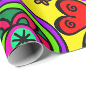 Cadeau coeurs pop art enveloppement papier (Coin rond)