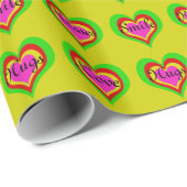 Cadeau Coeurs rétro CHANGE COULEUR ~ Rouleau Papier cadea (Coin rond)