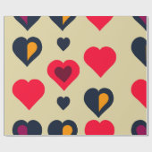 Cadeau Coeurs rétro Valentines Enveloppement Papier (Plat)