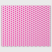 Cadeau Coeurs, rose chaud sur papier d'enveloppement blan (Plat)