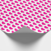 Cadeau Coeurs, rose chaud sur papier d'enveloppement blan (Coin)