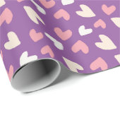 Cadeau Coeurs rose et violet Papier d'enveloppement de Sa (Coin rond)