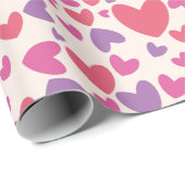 Cadeau Coeurs rose et violet Papier d'enveloppement de Sa (Coin rond)