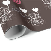 Cadeau Coeurs roses chauds et papier d'enveloppement flor (Coin rond)