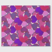 Cadeau Coeurs roses et violets enveloppant du papier (Plat)
