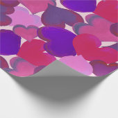 Cadeau Coeurs roses et violets enveloppant du papier (Coin)