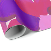 Cadeau Coeurs roses et violets enveloppant du papier (Coin rond)