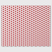 Cadeau Coeurs, rouge foncé sur papier d'emballage blanc (Plat)