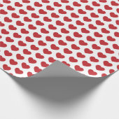Cadeau Coeurs, rouge foncé sur papier d'emballage blanc (Coin)