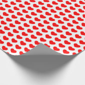 Cadeau Coeurs, rouge sur papier d'enveloppement blanc (Coin)