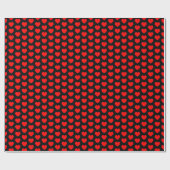 Cadeau Coeurs, rouge sur papier d'enveloppement noir (Plat)