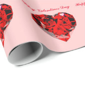 CADEAU COEURS ROUGES PAPIER HEUREUSE SAINTE-VALENTIN (Coin rond)