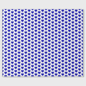 Cadeau Coeurs, Royal Blue sur papier d'enveloppement blan (Plat)