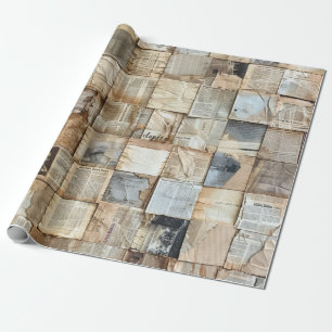 Cadeau Collage de papier journal vintage et parchemin