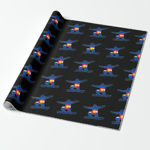 Cadeau Colorado drapeau snowboarder emballage papier