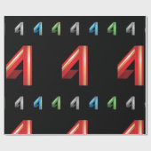 Cadeau Coloré Numéro Quatre Papier d'enveloppement (Plat)