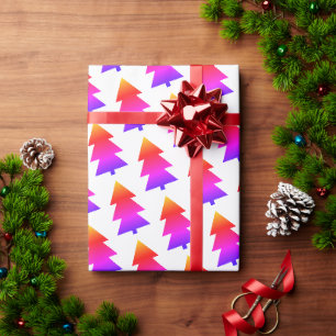 Cadeau Coloré Simple Arbres de Noël Enveloppement Papier