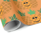 Cadeau Conception Joyeuse Ananas - Papier d'Emballage Bri (Coin rond)