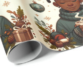 Cadeau Confort de cacao de Noël - Papier d'enveloppement  (Coin rond)