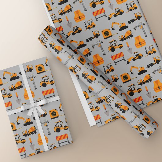 Cadeau Constructions Camions Enveloppement Papier