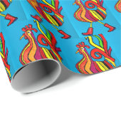 Cadeau Coq avec bottes rouges Papier d'enveloppement (Coin rond)