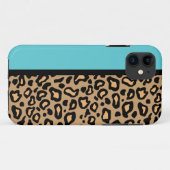 Cadeau coque iphone Empreinte de léopard Turquoise (Dos (Horizontal))