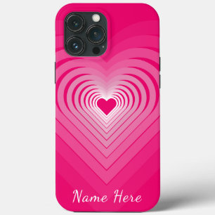 Cadeau coque iphone rose avec Coeurs Nom personnal