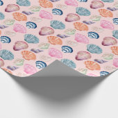 Cadeau Coquille côtière de Preppy Pink Wrapper Papier Rou (Coin)